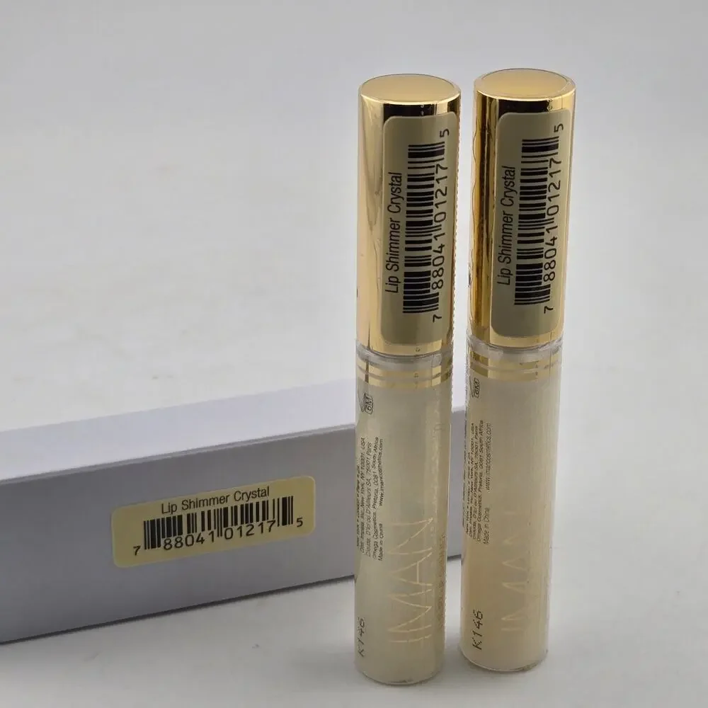 IMAN Luxury Lip Shimmer Lip Gloss CRYSTAL Set Of 2 New Sealed .25 oz / 7g